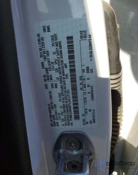 2020 Ford Escape Se z USA, uszkodzony, nr VIN 1FMCU9G67LUC17151